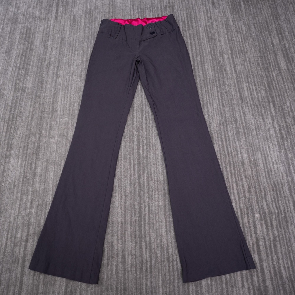 Sensational Collections Flare Pants Women 1 Gray Excellent Low Rise Pink Lining